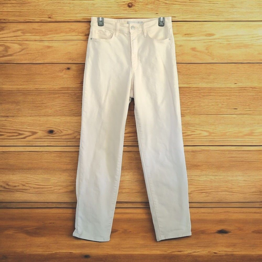 Athleta Sculptek High Rise Straight Leg Jeans Size 6 Cream Ivory Stretch Denim